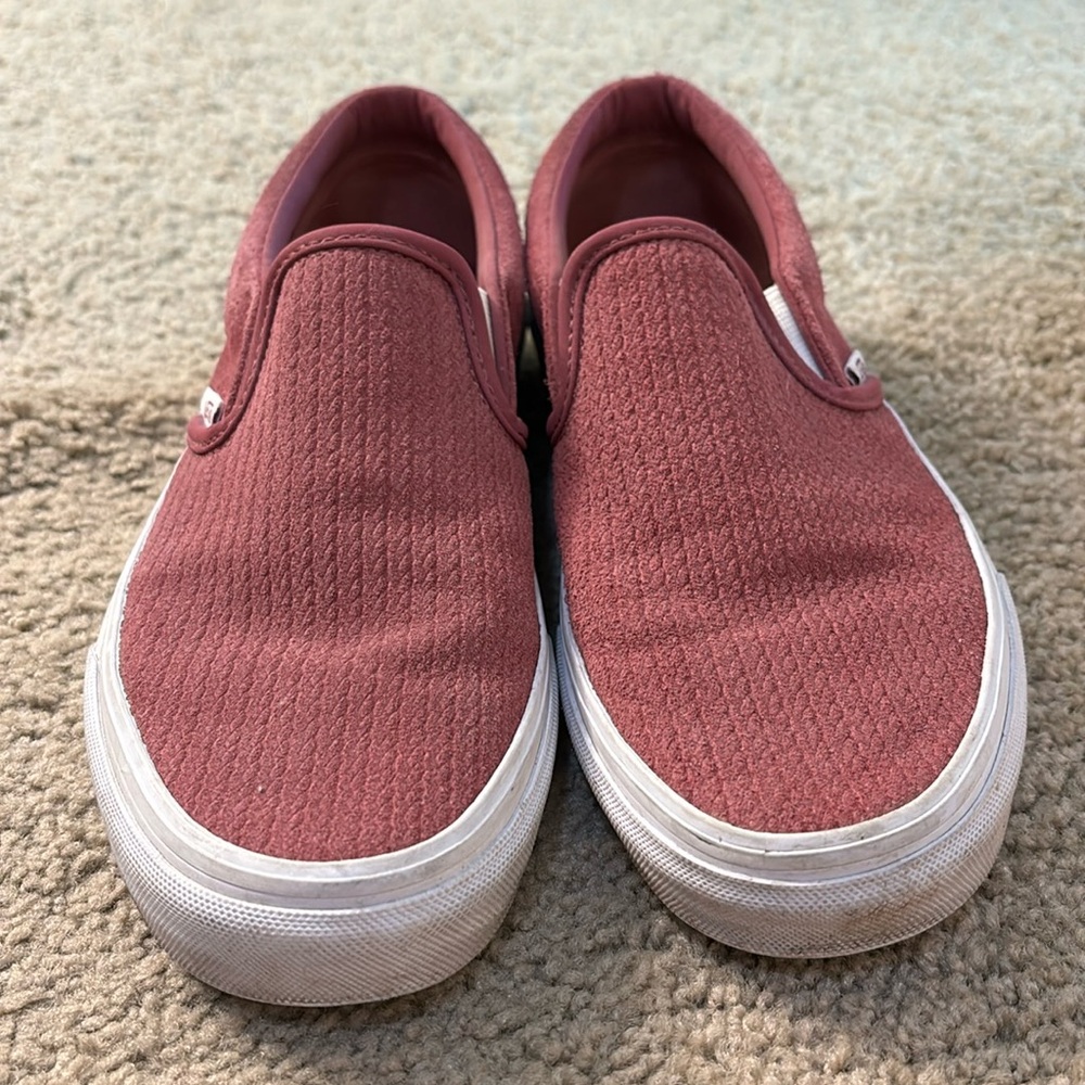 maroon slip-on vans. hardly worn